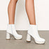 RETRO GOGO-STIEFEL FÜR DAMEN – BLOCKABSATZ MIT QUADRATISCHER ZEHENPARTIE – TRENDIGE PLATEAU-STIEFELETTEN